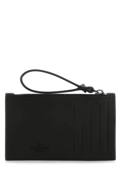 Shop Valentino Garavani Man Black Leather Card Holder