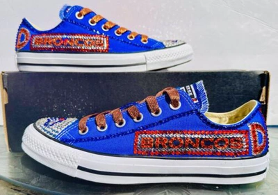 Pre-owned Converse Crystallized Denver  Bling-custom-made Any Team Any Sport Sz7-11 In Purple