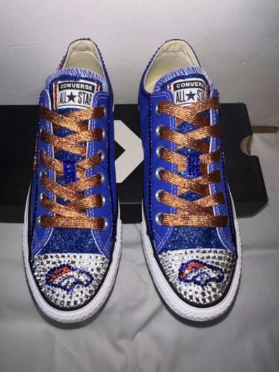Pre-owned Converse Crystallized Denver  Bling-custom-made Any Team Any Sport Sz7-11 In Purple