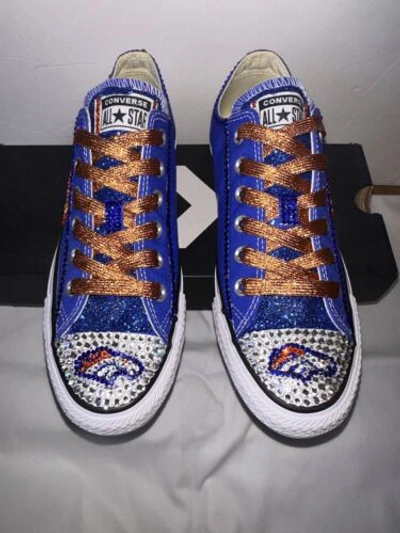Pre-owned Converse Crystallized Denver  Bling-custom-made Any Team Any Sport Sz7-11 In Purple