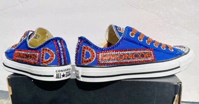 Pre-owned Converse Crystallized Denver  Bling-custom-made Any Team Any Sport Sz7-11 In Purple