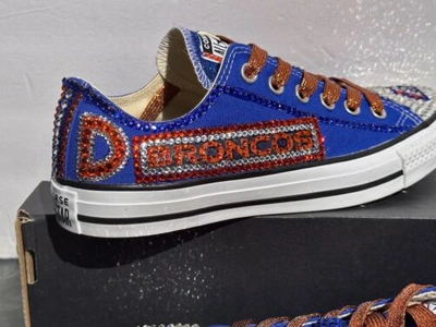 Pre-owned Converse Crystallized Denver  Bling-custom-made Any Team Any Sport Sz7-11 In Purple