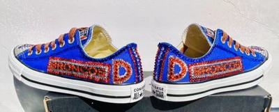 Pre-owned Converse Crystallized Denver  Bling-custom-made Any Team Any Sport Sz7-11 In Purple