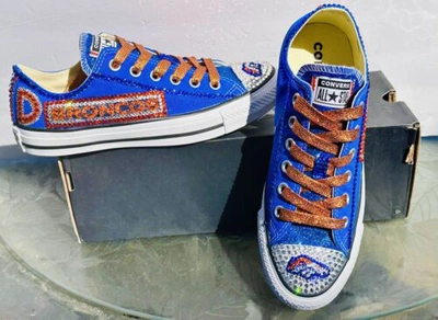 Pre-owned Converse Crystallized Denver  Bling-custom-made Any Team Any Sport Sz7-11 In Purple