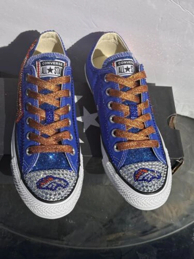 Pre-owned Converse Crystallized Denver  Bling-custom-made Any Team Any Sport Sz7-11 In Purple