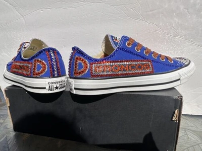 Pre-owned Converse Crystallized Denver  Bling-custom-made Any Team Any Sport Sz7-11 In Purple
