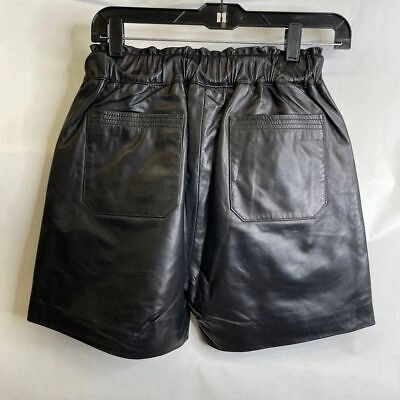 Pre-owned Lita By Ciara Wide Leg Drawstring Leather Shorts Women's Size L Black