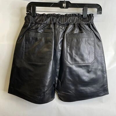 Pre-owned Lita By Ciara Wide Leg Drawstring Leather Shorts Women's Size Xxl In Black