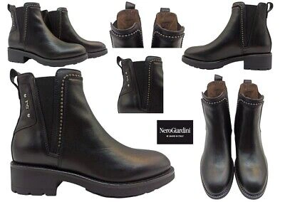Pre-owned Nerogiardini Women's Ankle Boots  I205800d Velour Style __ Black