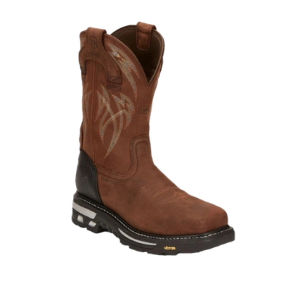 Pre-owned Justin Boots Justin Men's Frontline Hiviz Walnut Brown Work Boots Cr2151