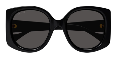Pre-owned Gucci Original  Sunglasses Gg1257s 001 Black Frame Gray Gradient Lens 53mm
