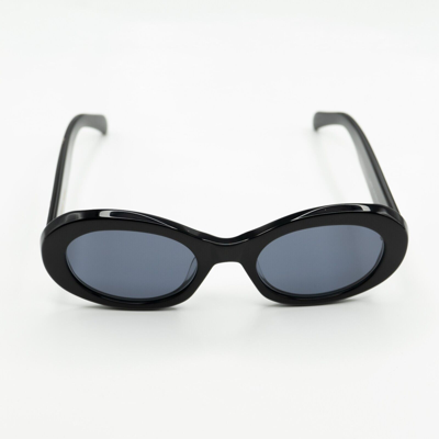 Pre-owned Celine Cl40194u 01a Oval 55mm Cat Eye Black Sunglasses With In Gray