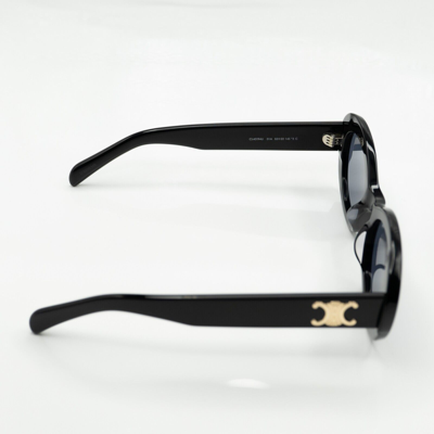 Pre-owned Celine Cl40194u 01a Oval 55mm Cat Eye Black Sunglasses With In Gray
