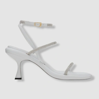 Pre-owned Wandler $770  Women's White June Crystal Ankle-strap Sandal Shoes Size 37
