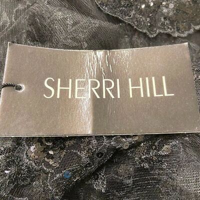 Pre-owned Sherri Hill One Shoulder Tulle Sequin A-line Gown Women's Size 00 In Black