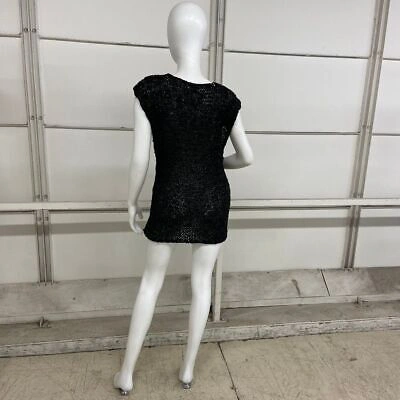 Pre-owned Free People Billie Vegan Crochet Leather Tunic Dress Women's Size S In Black