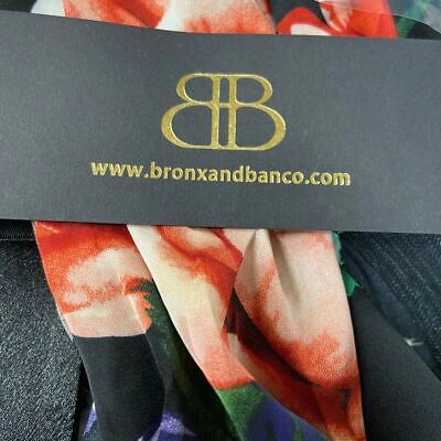 Pre-owned Bronx And Banco Bedouin Satin Mini Dress Women's Size 6 Black Floral In Multicolor