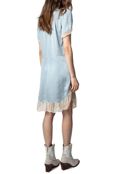 Pre-owned Zadig & Voltaire $678  Raccord Silk Jacquard Dress In Nuage Size S In Blue
