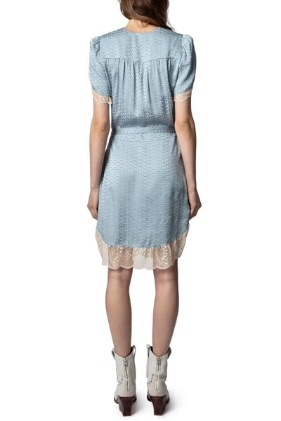 Pre-owned Zadig & Voltaire $678  Raccord Silk Jacquard Dress In Nuage Size S In Blue