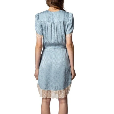 Pre-owned Zadig & Voltaire $678  Raccord Silk Jacquard Dress In Nuage Size S In Blue