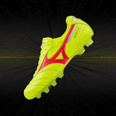 Pre-owned Mizuno Morelia Ii Japan P1ga2401 45 Safety Yellow Fairy Coral Soccer Cleats In Yellow, Coral