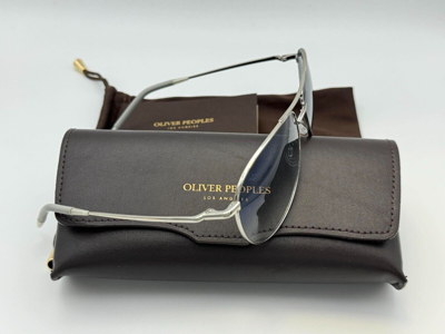 Pre-owned Oliver Peoples Benedict Ov1002s 52413f - Silver / Clear Gradient Blue