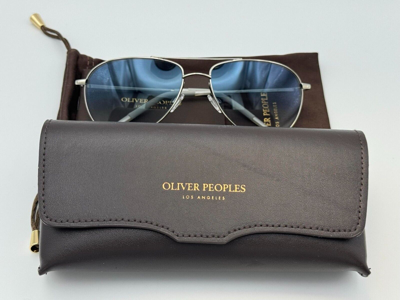Pre-owned Oliver Peoples Benedict Ov1002s 52413f - Silver / Clear Gradient Blue