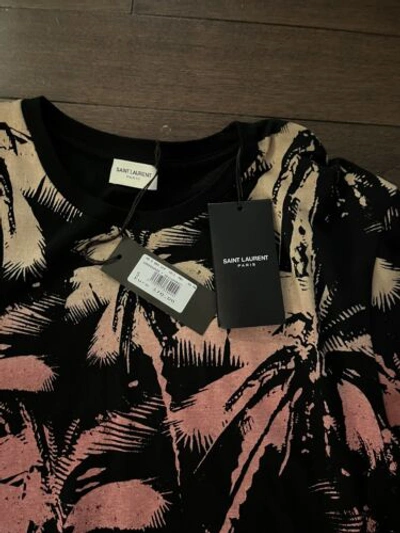 Pre-owned Saint Laurent Black Palm Tree Print Dip Dye Shirt Men's S