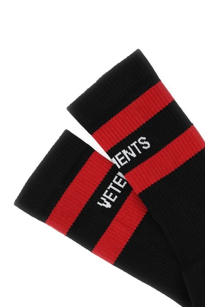 Shop Vetements Man Black Stretch Cotton Blend Socks