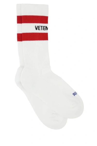 Shop Vetements Man White Stretch Cotton Blend Socks
