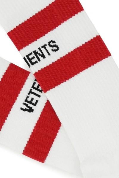 Shop Vetements Man White Stretch Cotton Blend Socks