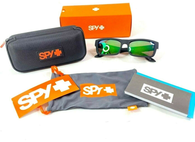 Pre-owned Spy Discord Lite Sunglasses Matte Black Happy Polarized Lens Green Spectra Mirro