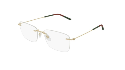 Pre-owned Gucci Gg0399o 002 Gold Rimless Rectangular Men's Eyeglasses In Clear