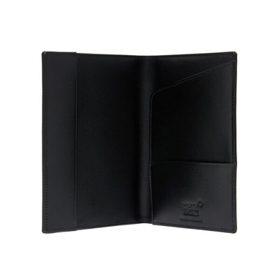Pre-owned Montblanc Meisterstück Leather Passport Holder Cover Wallet Case Purse For Men In Black