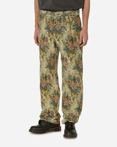 Shop Song For The Mute Floral Jacquard Long Work Multicolor Pants In Yellow