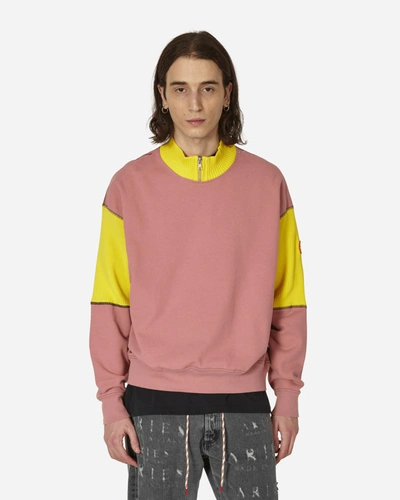 Shop Cav Empt Wide Rib Cut Half Zip Sweatshirt In Pink