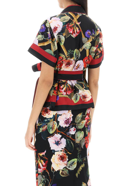 Shop Dolce & Gabbana Rose Garden Pajama Shirt In Multicolor