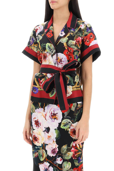 Shop Dolce & Gabbana Rose Garden Pajama Shirt In Multicolor