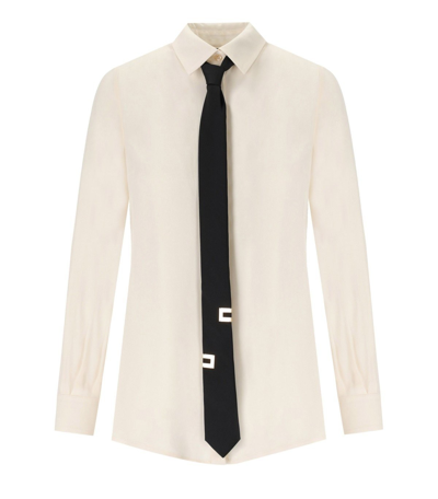 Shop Elisabetta Franchi Butter Shirt With Tie In White