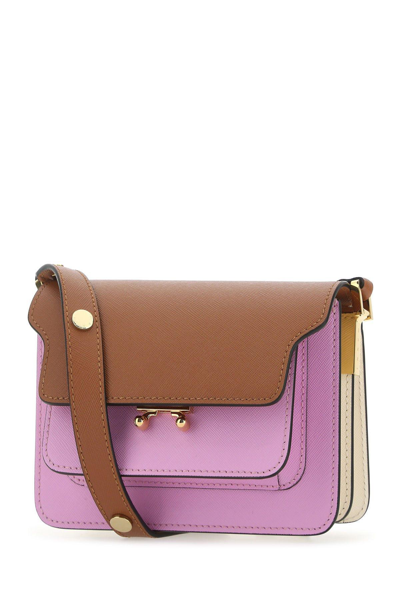 Shop Marni Multicolor Leather Mini Trunk Shoulder Bag In Multicolour