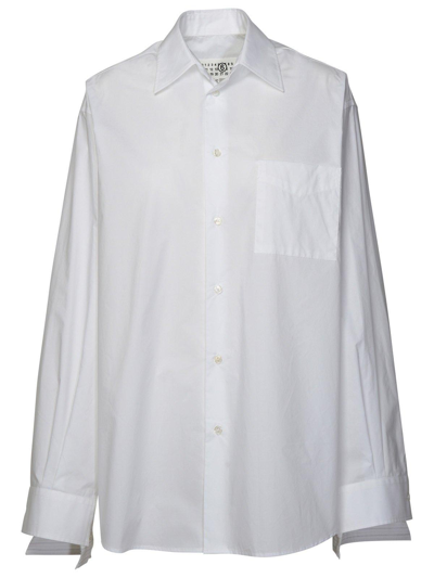 Shop Mm6 Maison Margiela Mm6 Maison Panelled-detailed Long-sleeved Shirt In White