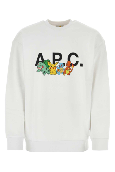 Shop Apc X Pokemon Logo Printed Crewneck Sweatshirt In Aab Blanc