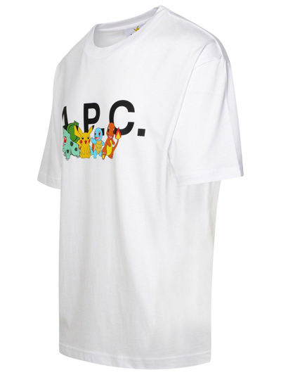 Shop Apc Graphic Logo Printed Crewneck T-shirt In Aab Blanc
