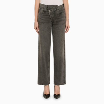 Shop Agolde Grey Denim Deconstructed Jeans In Syncr Synchronize