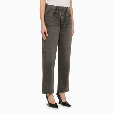 Shop Agolde Grey Denim Deconstructed Jeans In Syncr Synchronize