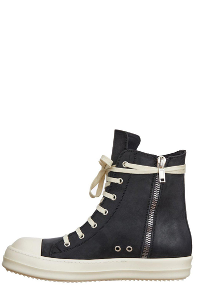 Shop Rick Owens Two-toned Lace-up Sneakers In Black Milk