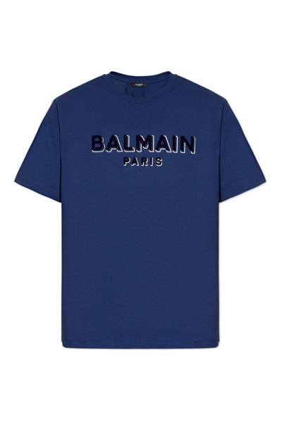Shop Balmain Logo Printed Crewneck T-shirt