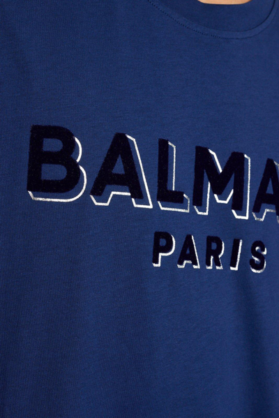 Shop Balmain Logo Printed Crewneck T-shirt