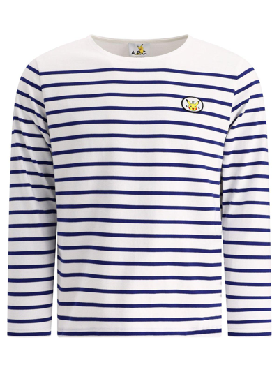 Shop Apc X Pok N Striped Crewneck Sweatshirt In Iak Dark Navy