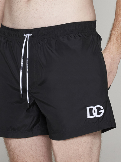 Shop Dolce & Gabbana Dg Logo Swim Shorts In Nero